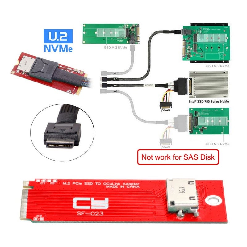 Chenyang Oculink SFF-8612/8611 to PCI-E 4.0 NVME M.2 M-Key Host Adapter Support 2230/2260MM for U.2 SSD & eGPU - Image 3